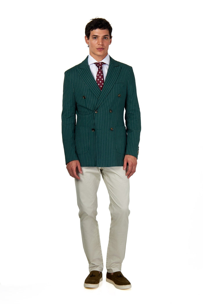 LLOYD – Double Breasted Green Pinstripe Linen Suit