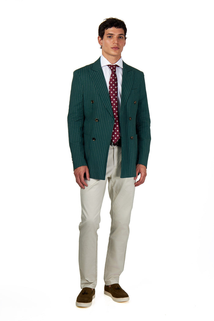 LLOYD – Double Breasted Green Pinstripe Linen Suit