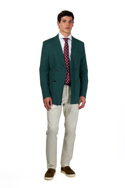 LLOYD – Double Breasted Green Pinstripe Linen Suit