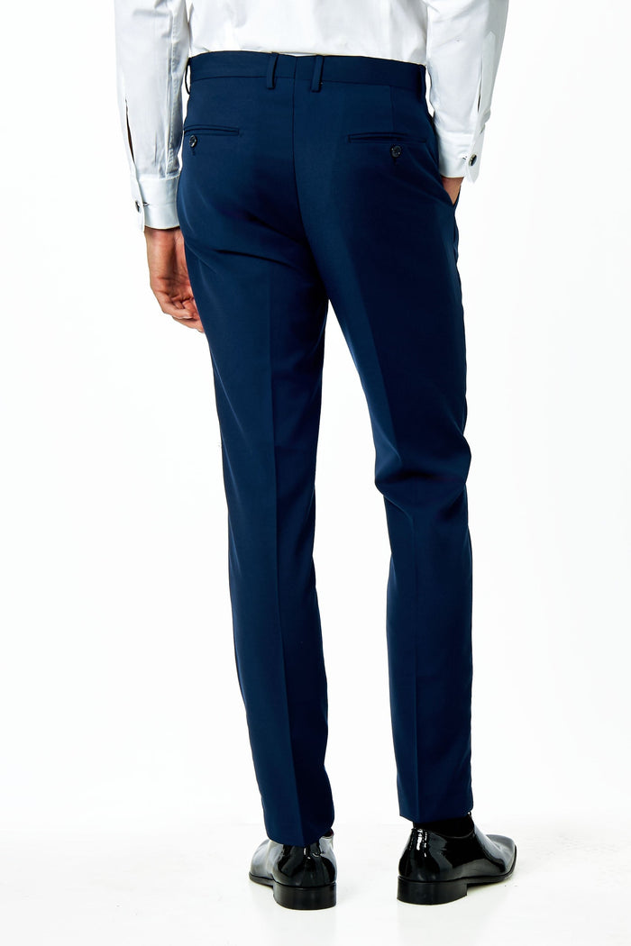 LOUIS - NAVY BLUE FORMAL TAILORED DRESS SUIT TROUSERS