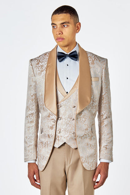 LOUIS – CHAMPAGNE DINNER TUXEDO JACKET GOLD JACQUARD PRINT