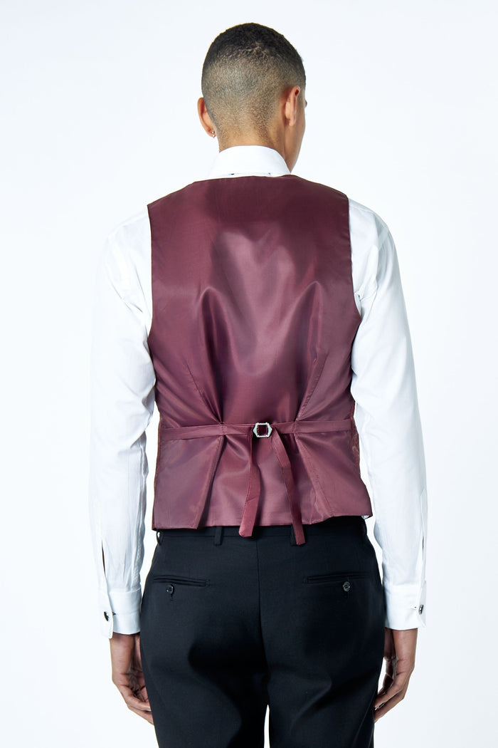 LOUIS – MAROON 3 PIECE DAMASK PRINT WEDDING TUXEDO SUIT