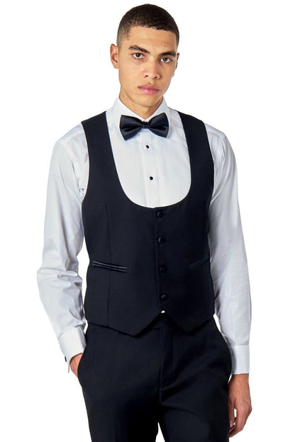 BLACK TAILORED TUXEDO DINNER WAISTCOAT