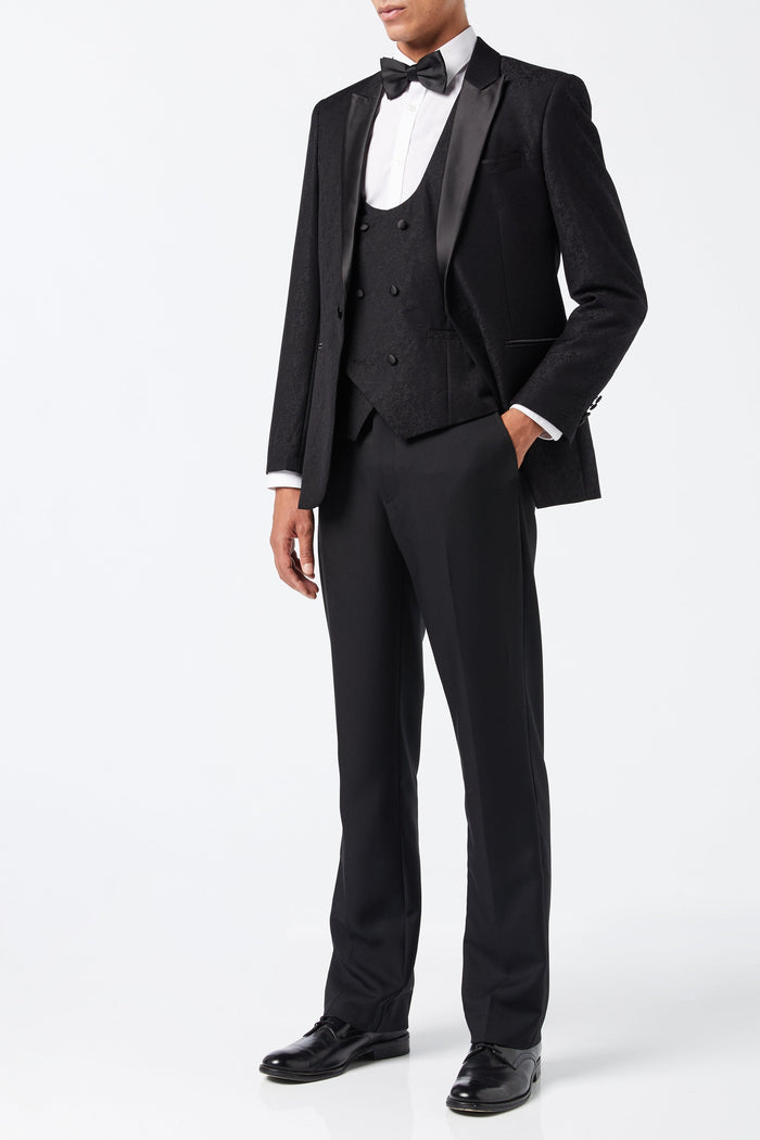 LUCA - BLACK PRINTED DINNER TUX JACKET