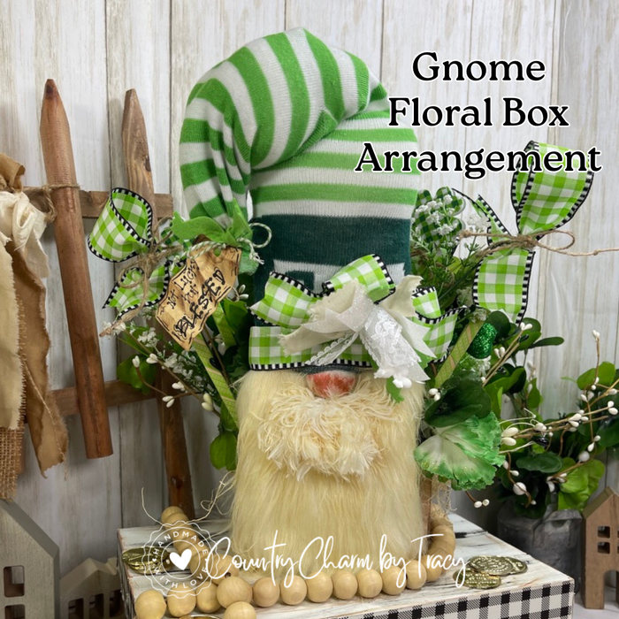 Lucky Little Things One-of-a-Kind Gnome Floral Centerpiece – Whimsical St. Patrick’s Day Shelf Decor