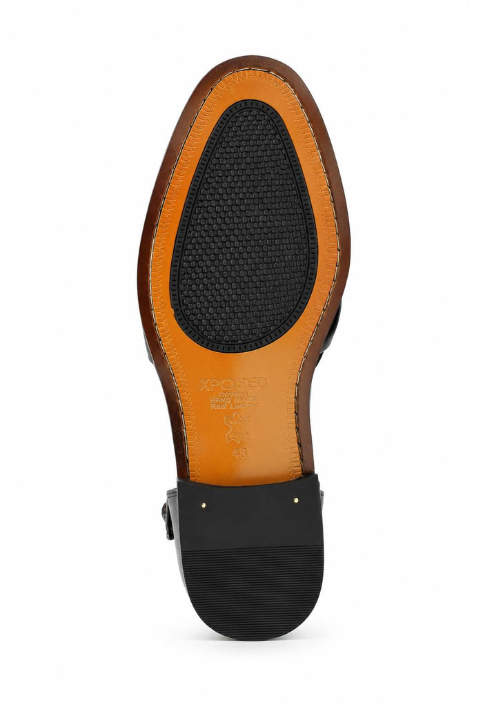 Luke -  Black Handmade Real Leather Fisherman Sandals