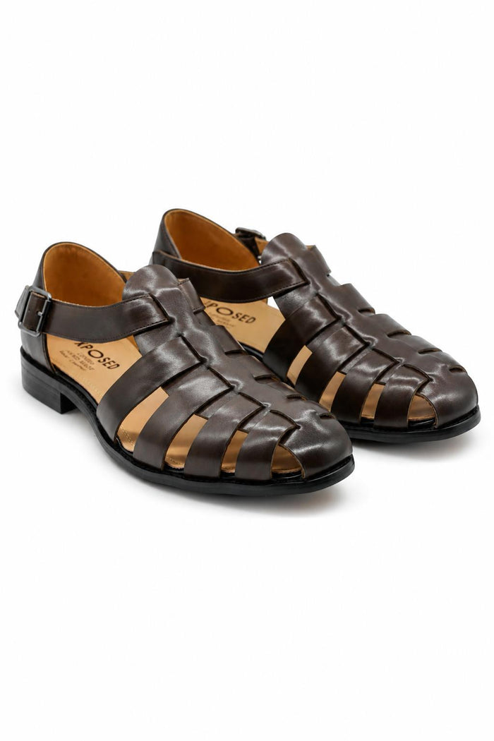 Luke - Dark Brown Handmade Real Leather Fisherman Sandals