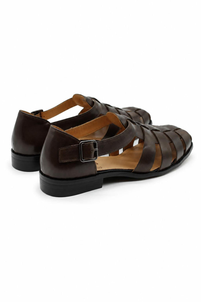 Luke - Dark Brown Handmade Real Leather Fisherman Sandals