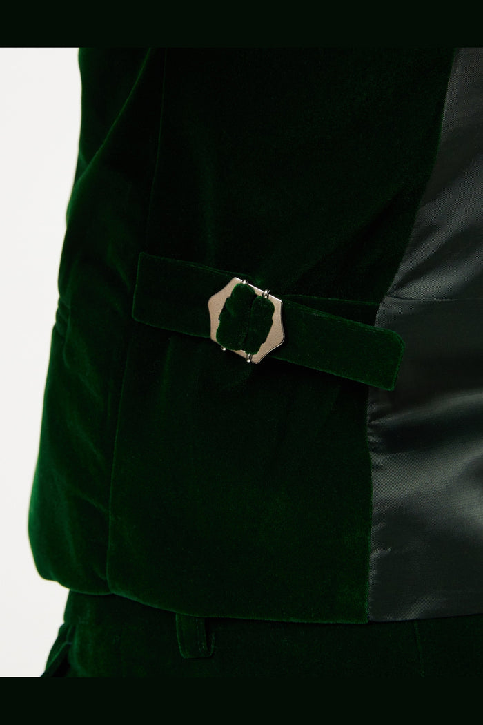 MAK - Green Velvet Low U Cut Waistcoat