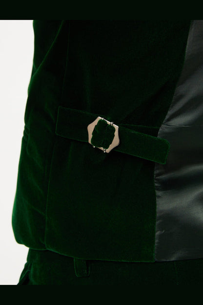 MAK - Green Velvet Low U Cut Waistcoat