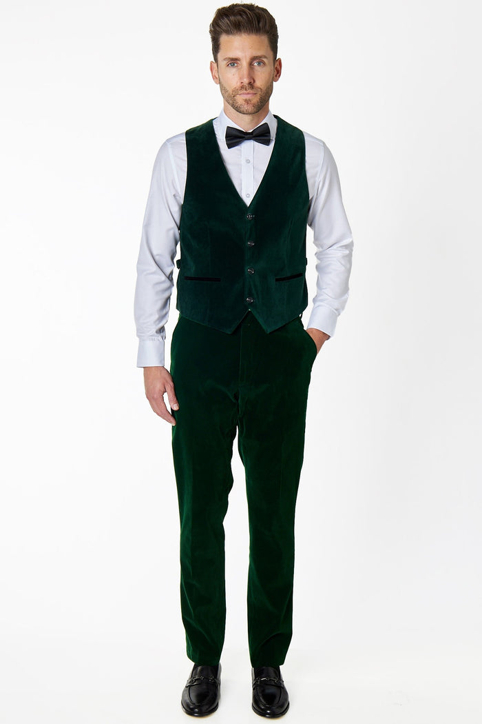 MAK Green Velvet Plain Waistcoat