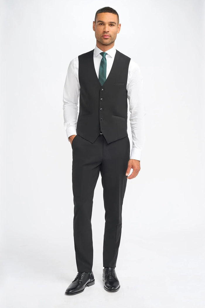 MALIBU – PLAIN BLACK TAILORED WAISTCOAT