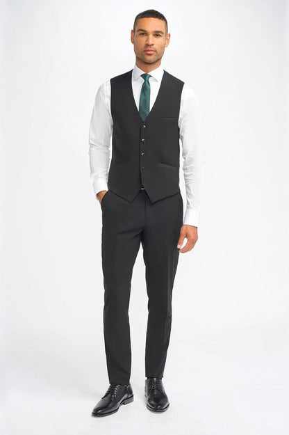 MALIBU – PLAIN BLACK TAILORED WAISTCOAT