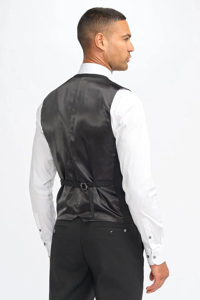 MALIBU – PLAIN BLACK TAILORED WAISTCOAT