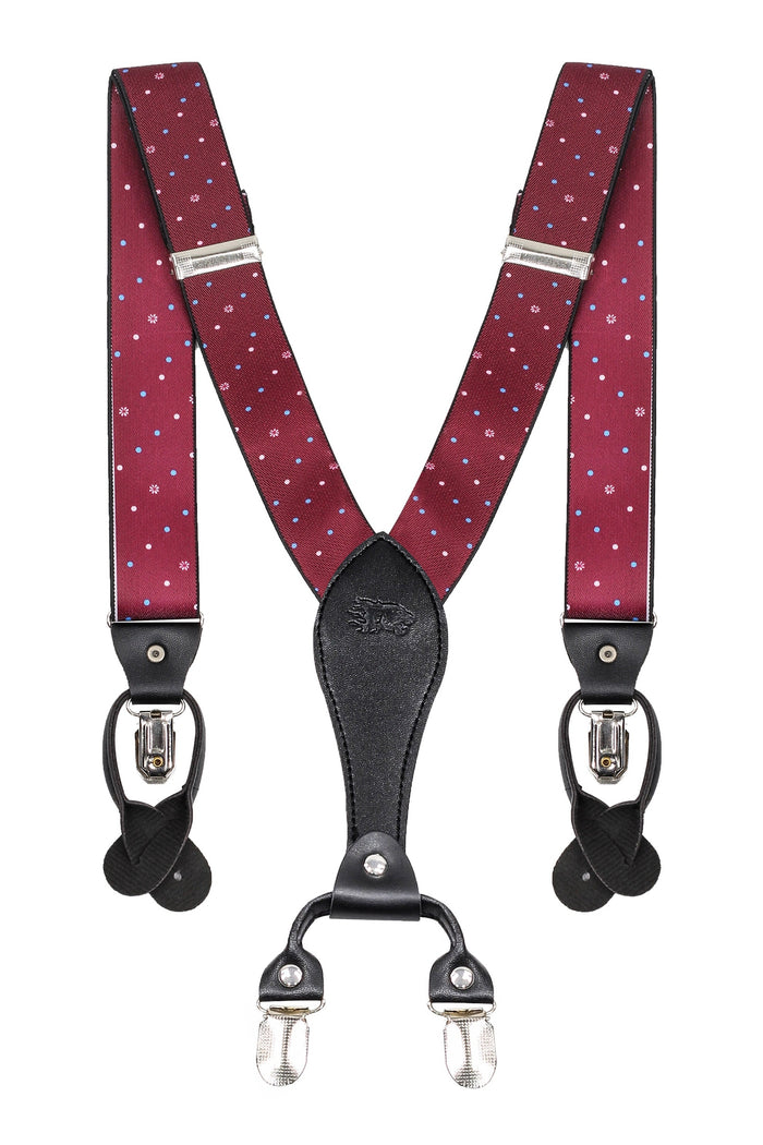 MAROON POLKA DOT ADJUSTABLE CLIP ON BRACES