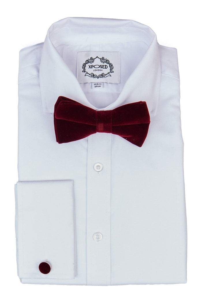 MAROON VELVET BOW TIE SET
