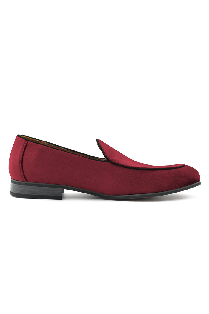 MAROON VELVET TUXEDO SLIPPERS