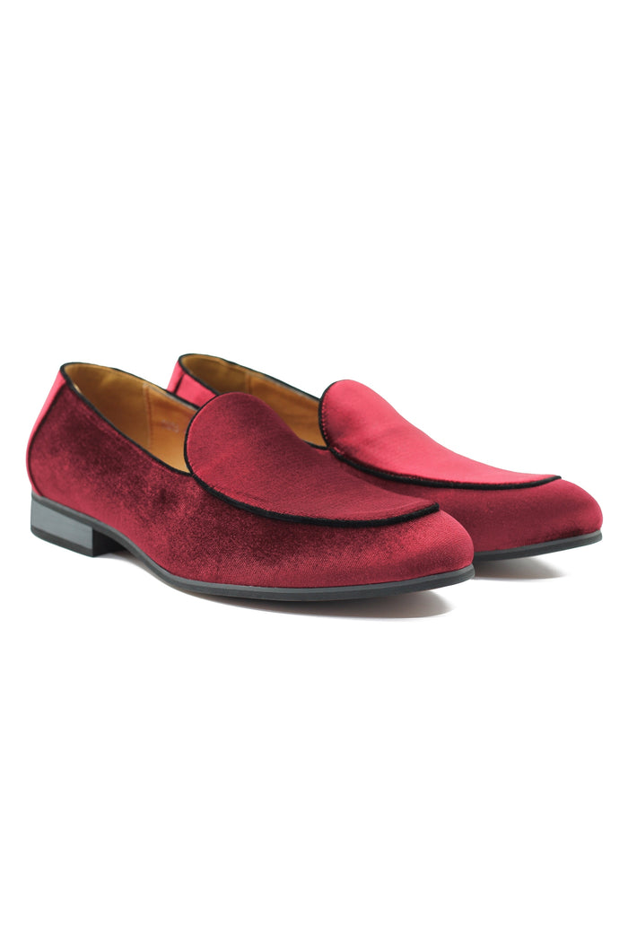 MAROON VELVET TUXEDO SLIPPERS