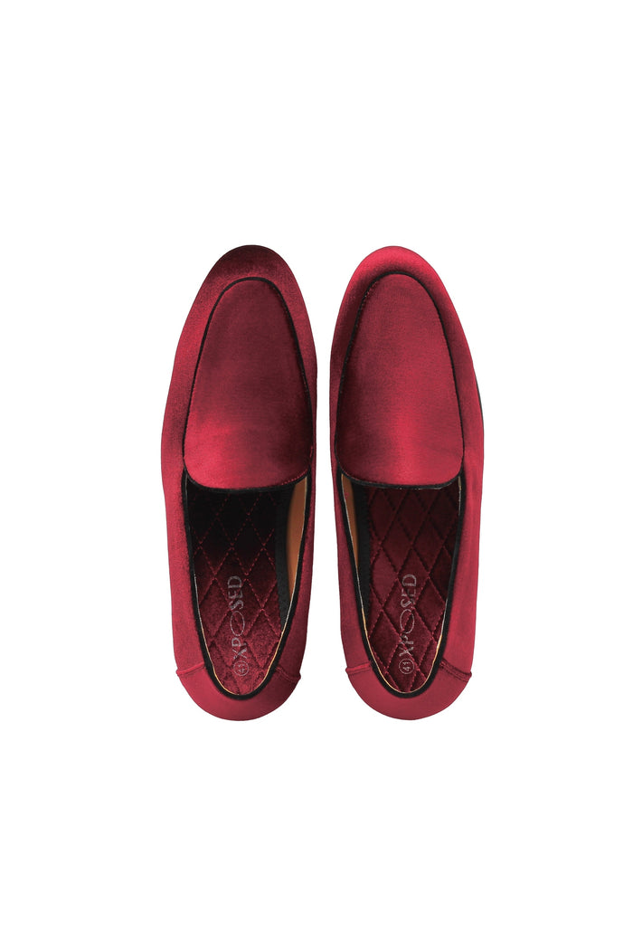 MAROON VELVET TUXEDO SLIPPERS