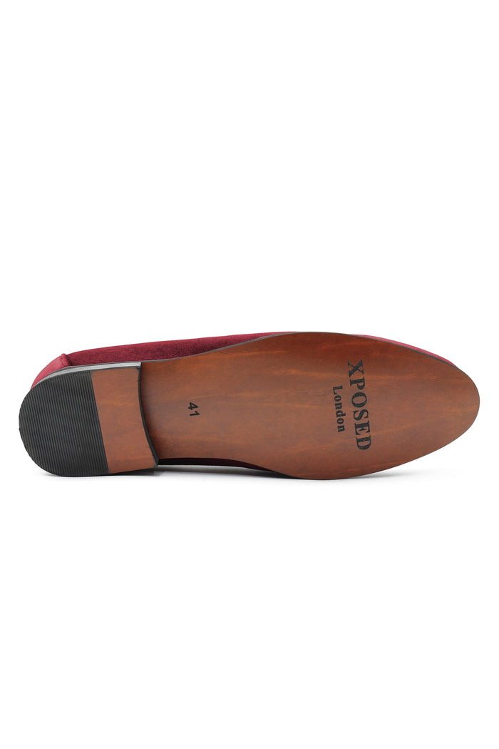 MAROON VELVET TUXEDO SLIPPERS