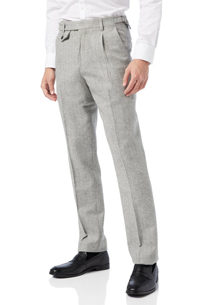 MARTIN - Grey Herringbone Retro Trouser
