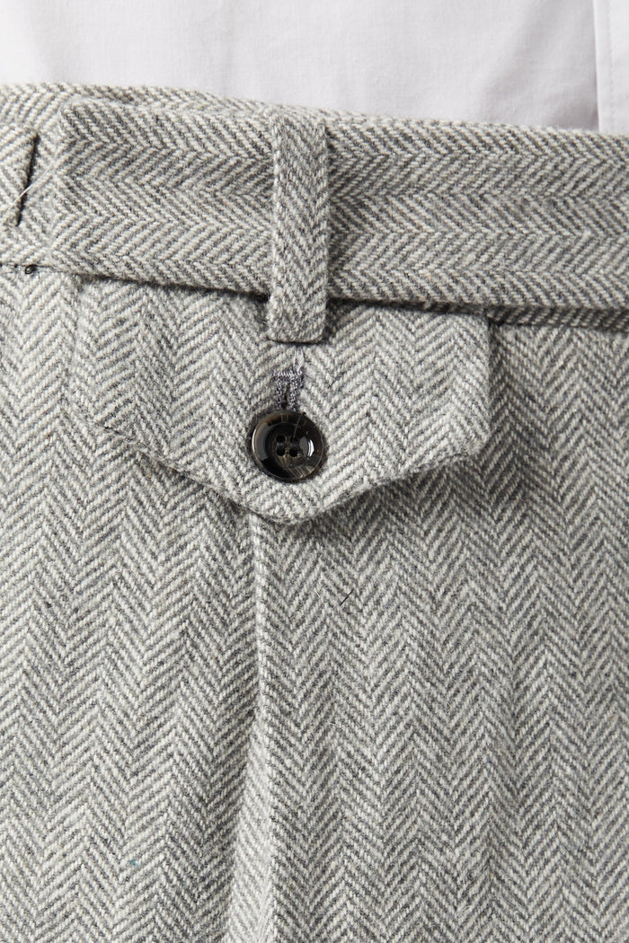 MARTIN - Grey Herringbone Retro Trouser