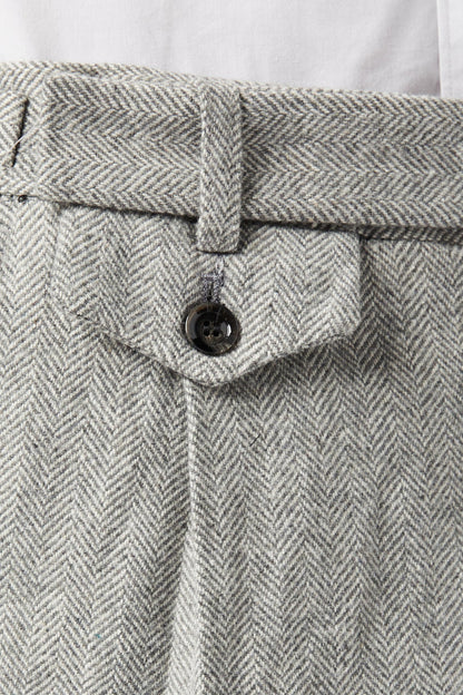 MARTIN - Grey Herringbone Retro Trouser
