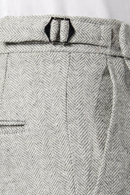 MARTIN - Grey Herringbone Retro Trouser