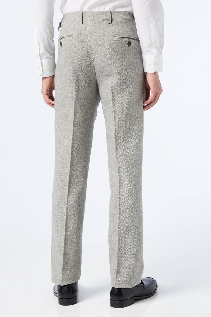 MARTIN - Grey Herringbone Retro Trouser