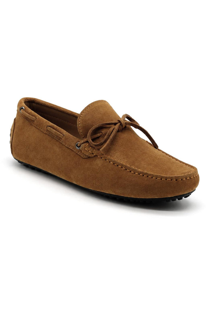 MAT Men's Real Suede Driving Shoes - Tan Slip-On Loafers