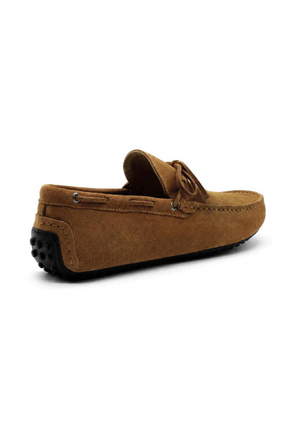 MAT Men's Real Suede Driving Shoes - Tan Slip-On Loafers