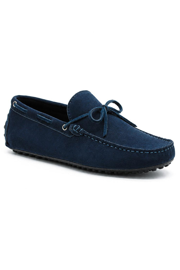 MAT Men's Real Suede Pebble Sole Loafers - Blue Driving Shoes