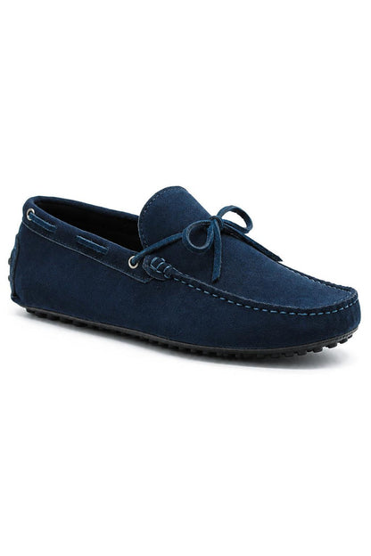 MAT Men's Real Suede Pebble Sole Loafers - Blue Driving Shoes