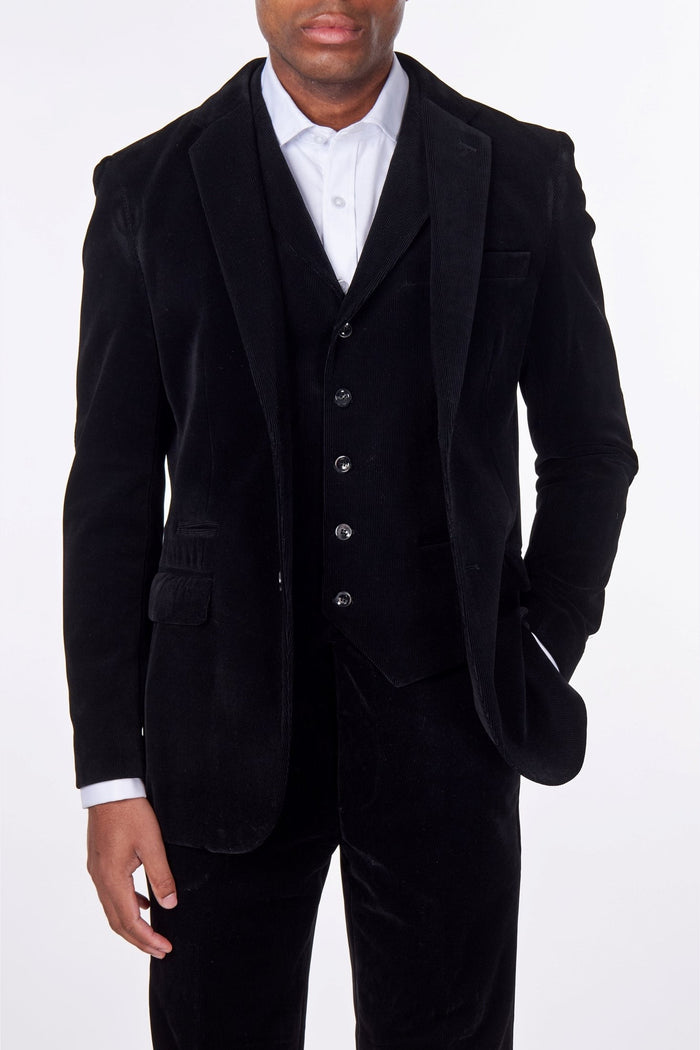CORDUORY TAILORED FIT SUIT IN BLACK