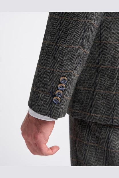 ALBERT GREY CHECK TWEED BLAZER