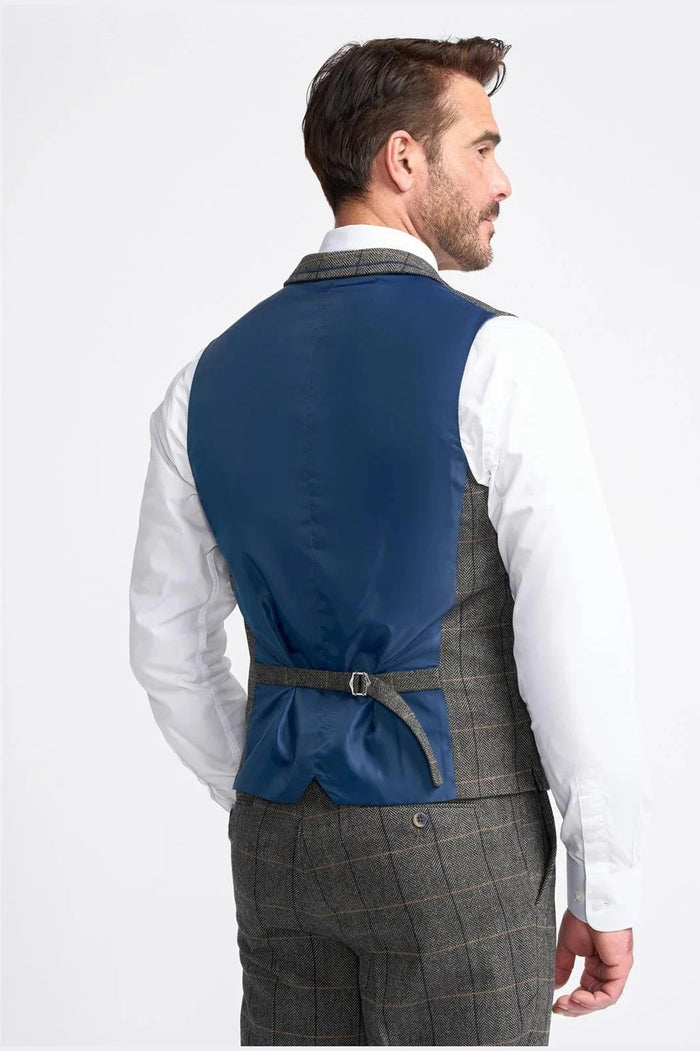 MENS ALBERT GREY TWEED THREE PIECE SUIT