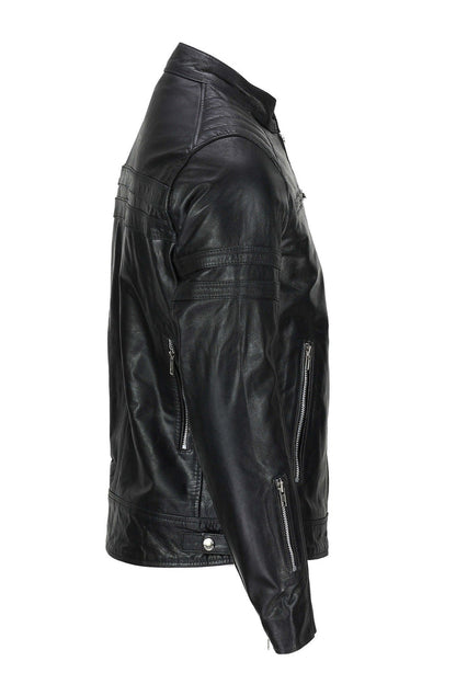 MEN'S BIKER LEATHER JACKET IN BLACK