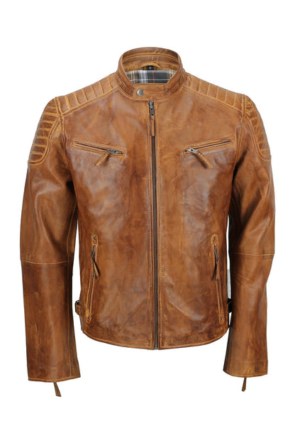 MEN'S BIKER TIMBER LEATHER JACKET