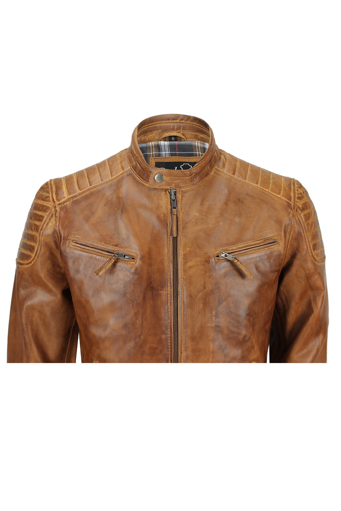 MEN'S BIKER TIMBER LEATHER JACKET