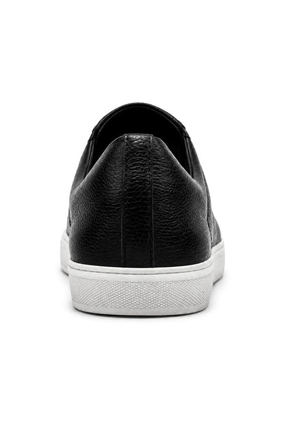 Men’s Black Faux Leather Slip-On Trainers