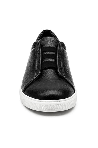 Men’s Black Faux Leather Slip-On Trainers
