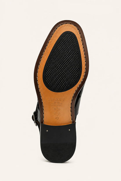 Men's Black Handmade Real Leather Woven Sandals