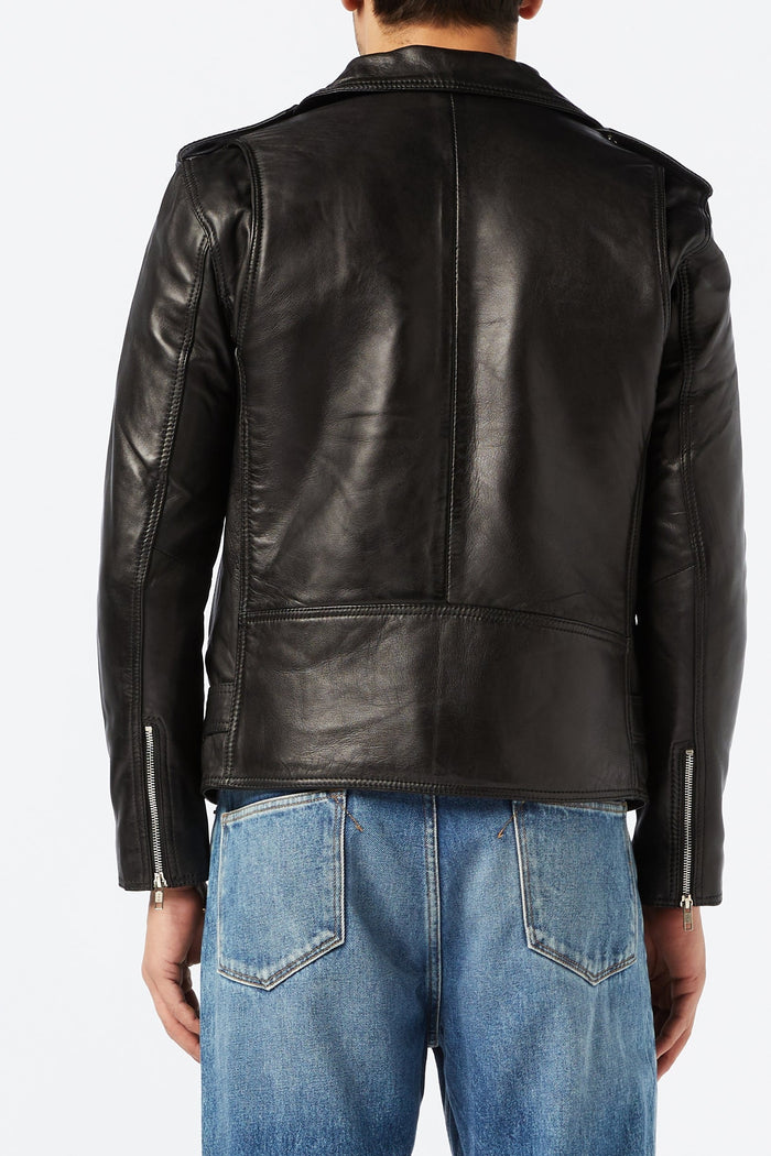 Men's Black Leather Biker