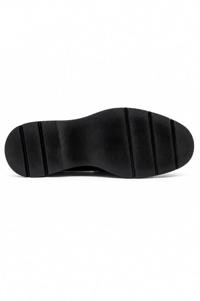 Men's Black Patent Slip-On Loafers Gold Buckle & Chunky Sole