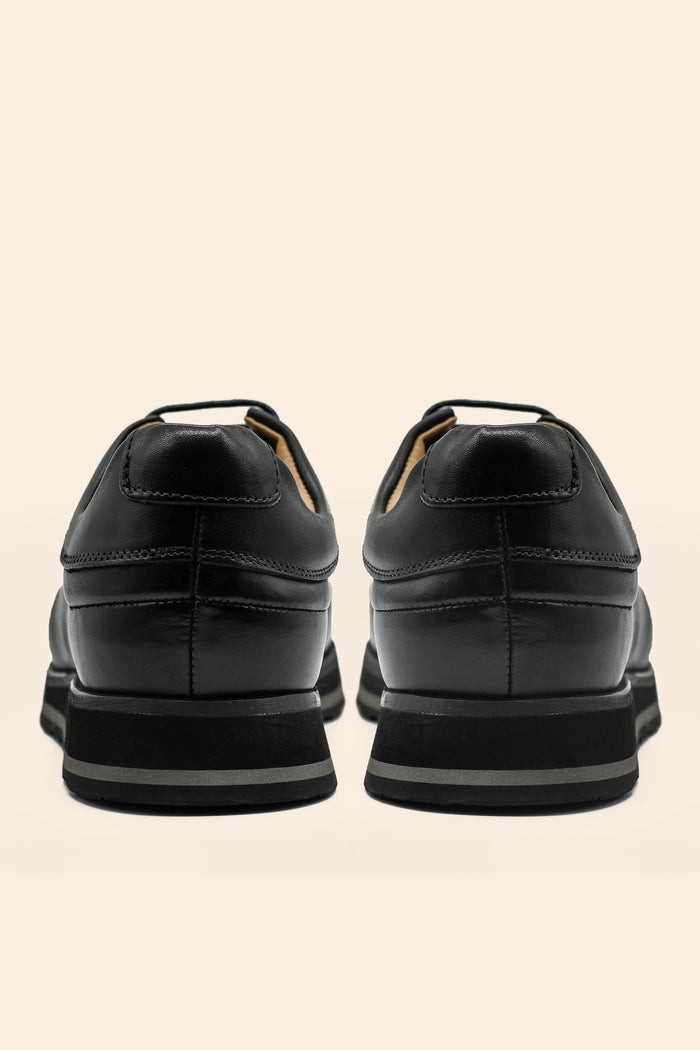 Men’s Black Real Leather Trainers