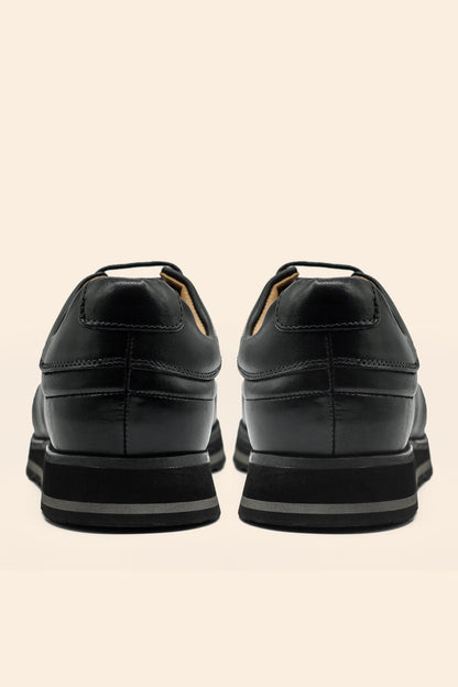 Men’s Black Real Leather Trainers