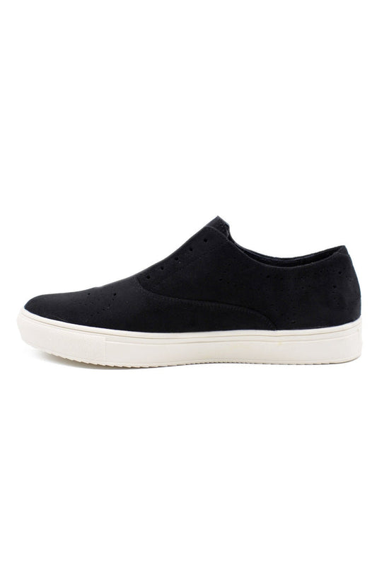 Mens Black Suede Sports Sneaker Brogue Details