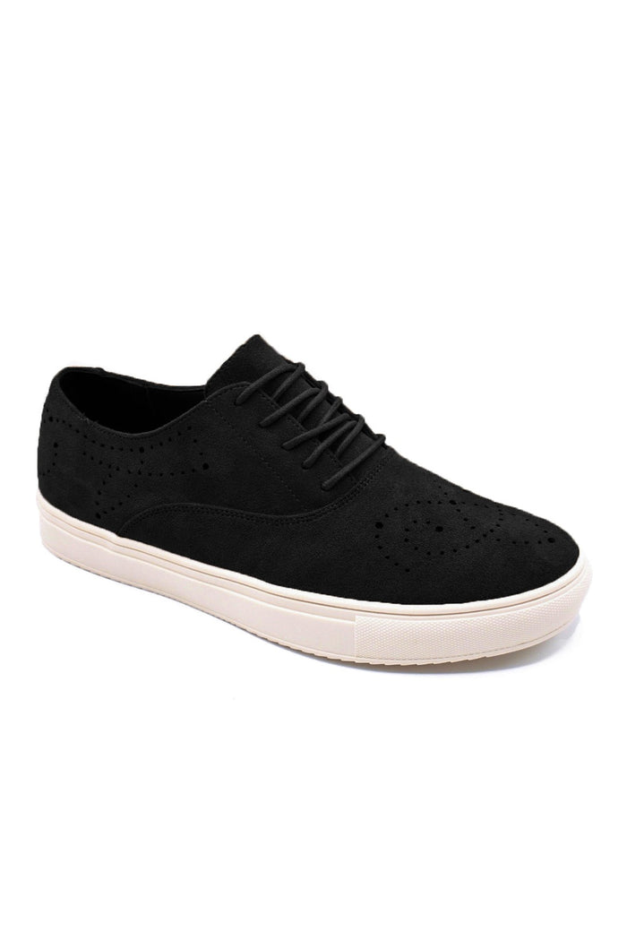 Mens Black Suede Sports Sneaker Brogue Details