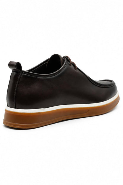 Men's Brown Faux Leather Apron Toe Moc-Toe Chukka Boots
