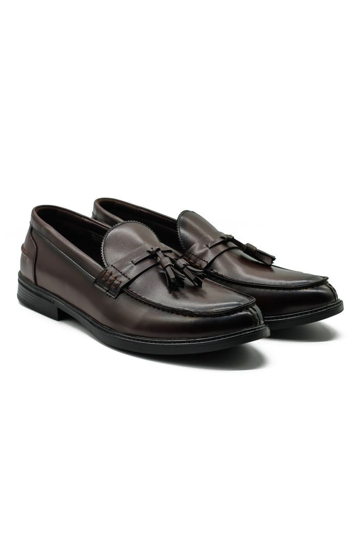 Men’s Brown Faux Leather Retro Tassel Loafers